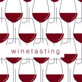 Wineglass. Wine symbol. Seamless vector linear background. Royalty Free Stock Photo