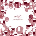 Wineglasses. Background with wine. Texture with glasses and red grape wine