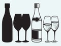 Wineglasses and bottles
