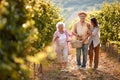 Winemaker family together in vineyard Royalty Free Stock Photo
