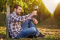 Winemaker tasting red wine Royalty Free Stock Photo