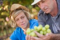 Winemakers father share its experience with son Royalty Free Stock Photo