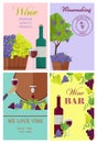 Winemaking and Wine Bar Promotional Posters Set