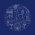 Winemaking, wine tasting graphic design concept