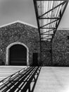 Winery building, black and white Royalty Free Stock Photo