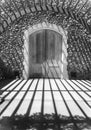 Winery entry doors, black and white Royalty Free Stock Photo