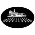 Winery label or icon. Vineyards and vintage mansion logo