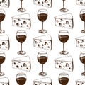 Winery making harvest wine glass seamless pattern industry alcohol production vector illustration