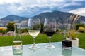 Winery outdoor wine drink and taste Royalty Free Stock Photo