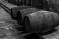 Winery storing old port cask in celler Royalty Free Stock Photo
