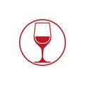 Winery theme, classic wine goblet isolated on white. Wine degustation conceptual symbol, design element.