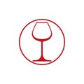 Winery theme, classic wine goblet isolated on white. Wine degustation conceptual symbol, design element.