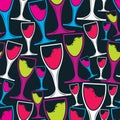 Winery theme seamless vector pattern, decorative stylish wine go