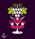 Winery theme vector illustration. Stylized martini glass