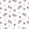 Winery vector seamless pattern with grape icon line style. Royalty Free Stock Photo