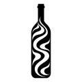 Winery wine bottle silhouette in black color. Laser cutting eps10 vector template