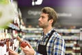 Wines pecialist in rows of supermarket