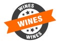 wines sign. wines round ribbon sticker. wines