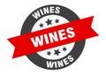 wines sign. wines round ribbon sticker. wines