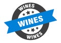 wines sign. wines round ribbon sticker. wines