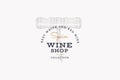 Wines of Spain. Vector logo wine shop with image corkscrew on light background.