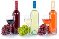 Wines wine tasting collection bottle red white rose alcohol grapes isolated Royalty Free Stock Photo