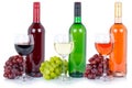 Wines wine tasting collection bottle red white rose green alcohol grapes isolated Royalty Free Stock Photo