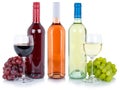 Wines wine tasting collection red white rose alcohol grapes isolated Royalty Free Stock Photo