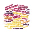 Wines word cloud vector illustration in French language