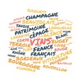 Wines word cloud vector illustration in French language