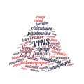 Wines word cloud vector illustration in French language