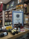 Wineshop with bottles of wine on display for sale in Rome