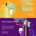 Wineyard and Red Grapes Wine Internet Banners Royalty Free Stock Photo