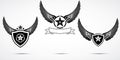 Wing abstract emblem set, logo template, badge label, icon, tattoo design