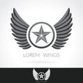 Wing abstract Logo template with star in the middle badge label, emblem icon