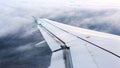 View from the plane of the passenger plane the plane wing