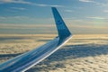 Wing aircraft KLM above the clouds.