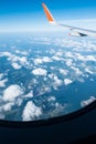 Wing of airplane from window Royalty Free Stock Photo