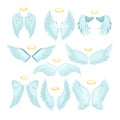 wing angel set cartoon vector illustration Royalty Free Stock Photo