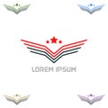 Wing army lowercase flat logo design template. Colorful media icon. Vision Logotype concept idea.