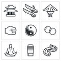 Wing Chun icons. Vector Illustration.