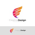 Wing design vector, abstract wing logo, falcon logos Royalty Free Stock Photo