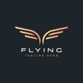 Wing Fly Shape Abstract Premium Simple and Elegant Logo Badge.