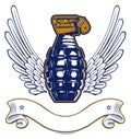 Wing grenade emblem Royalty Free Stock Photo