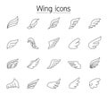 Wing icon set in thin line style Royalty Free Stock Photo