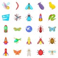 Wing icons set, cartoon style Royalty Free Stock Photo