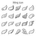 Wing icons set colorline style