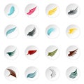 Wing icons set, flat style