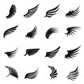 Wing icons set, simple