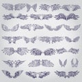 Wing icons set in simple ctyle. Birds and angel wings set collection vector illustration